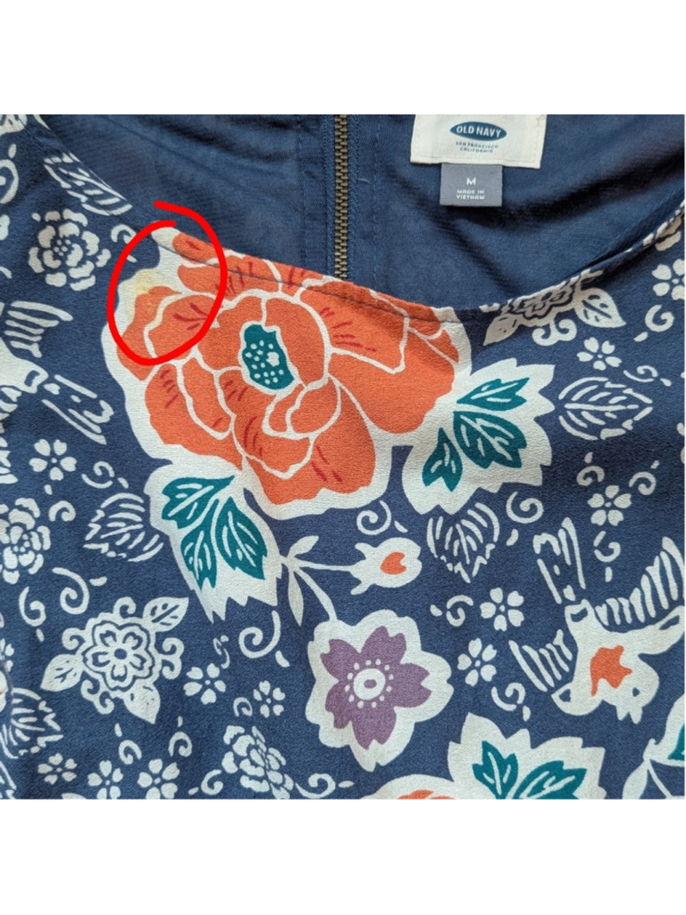 OLD NAVY Bohemian Mini Floral Shift Dress Blue And Orange Size M - Picture 6 of 13